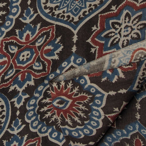 Precut 0.25 meters -Ajrakh Hand Printed Natural Dyed Cotton Fabric