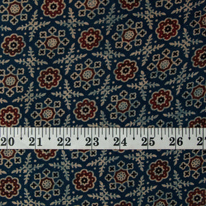 Precut 0.25 meters -Ajrakh Hand Block Natural Dyed Cotton Fabric