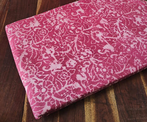 Pink and White Bagru Hand Block Printed Pure Cotton Fabric with floral print