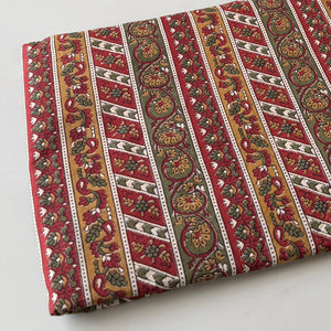 Red and Yellow Bagru HandBlock Printed Pure Cotton Fabric with floral print