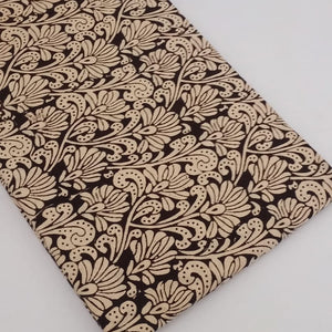 Off White and Black Bagru Dabu Hand Block Printed Pure Cotton Fabric with floral design