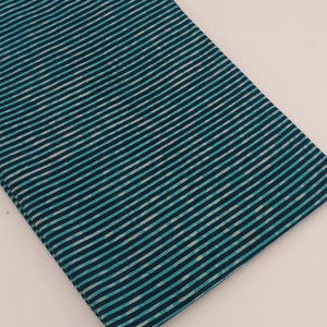 Blue Bagru Hand Block Printed Pure Cotton Fabric with lines (stripes) print