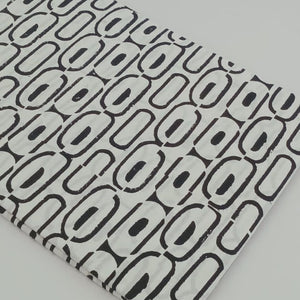 Black and White Bagru Hand Block Printed Pure Cotton Fabric with abstract print