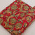 Green and Red Sanganeri Hand Block Printed Pure Cotton Fabric with floral print
