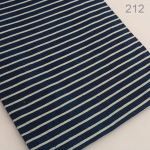 Blue and Off White Dabu Indigo Hand Block Printed Cotton Fabric with stripes print