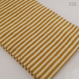 Yellow and Off White Dabu Bagru Hand Block Printed Cotton Fabric with stripes print