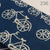 Blue and off white Dabu Hand Block Printed Pure Cotton Fabric with bicycle print