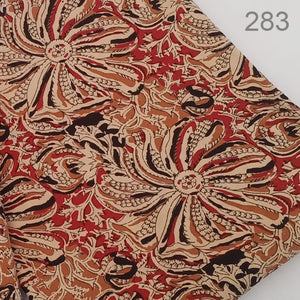 Red and Off white Dabu Hand Block Printed Pure Cotton Fabric with floral print