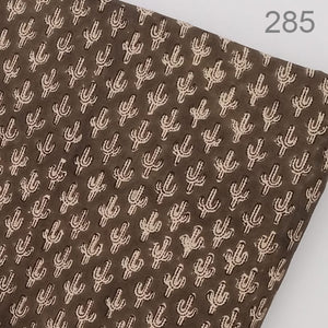 Grey and Off white Dabu Hand Block Printed Pure Cotton Fabric with cactus print