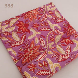 Pink and Red Sanganeri Hand Block Printed Pure Cotton Fabric with floral design