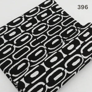 Black and White Bagru Hand Block Printed Cotton Fabric with abstract print