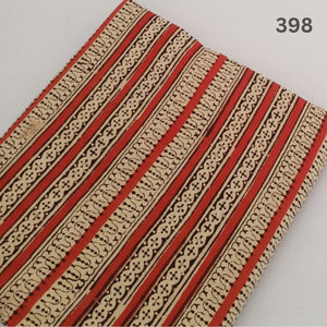 Red and Off White Bagru Hand Block Printed Cotton Fabric with abstract print