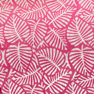 Pink and White Sanganeri Hand Block Printed Pure Cotton Fabric with leaf print