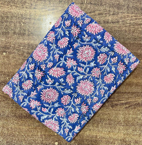 Pink and Purple Sanganeri Hand Block Printed Pure Cotton Fabric with floral print