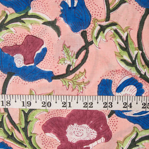 Precut 0.5 meters -Sanganeri Hand Block Printed Cotton Fabric