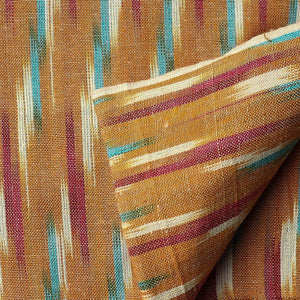 Precut 1 meter -Orange & Blue Ikat Pochampally Woven Cotton Fabric