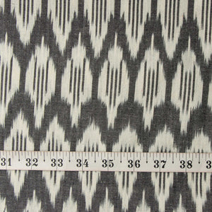 Precut 0.5 meters -Grey Mercerised Ikat Pochampally Woven Cotton Fabric