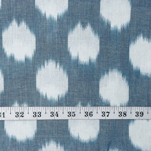Blue & Off white Ikat Pochampally Woven Cotton Fabric