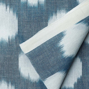 Blue & Off white Ikat Pochampally Woven Cotton Fabric