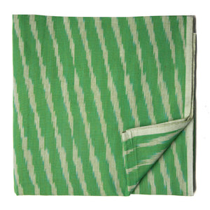 Green Ikat Pochampally Woven Cotton Fabric