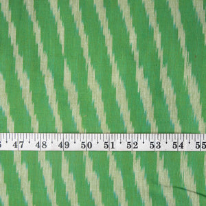 Green Ikat Pochampally Woven Cotton Fabric