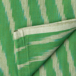 Precut 1 Meter - Green Ikat Pochampally Woven Cotton Fabric