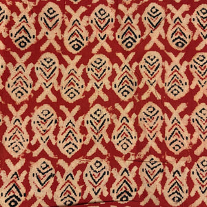 Precut 1 meter -Yellow & Red Kalamkari Hand Block Printed Cotton Fabric