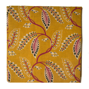 Yellow and Red Kalamkari Screen Printed Cotton Fabric with floral  design