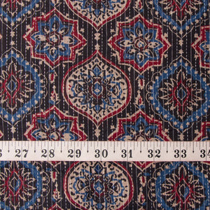 Precut 0.75 meters -Printed Kantha Cotton Fabric