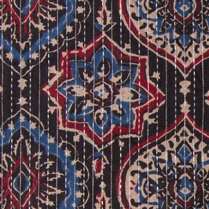 Precut 0.75 meters -Printed Kantha Cotton Fabric