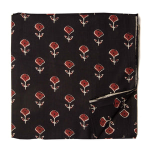 Black and Maroon Printed Cotton Fabric with floral print