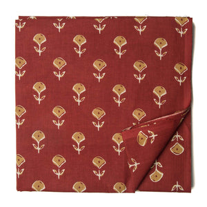 Brown and Yellow Printed Cotton Fabric with floral print