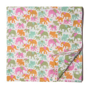Multicolour Printed Cotton fabric with Elephant print