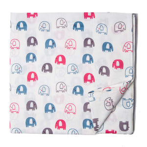 Multicolour Printed cotton fabric with elephant print