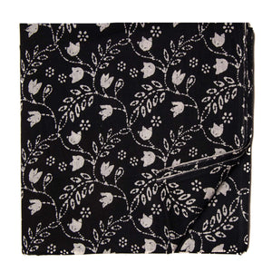 Black and White Screen Printed Pure Cotton Fabric with floral design