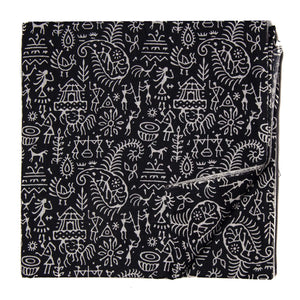 Black and White Screen Printed Pure Cotton Fabric with floral design