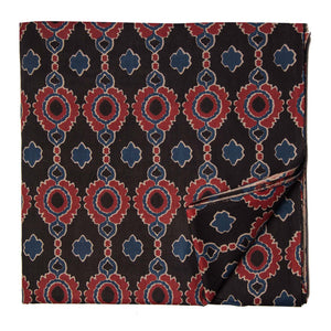 Black and Maroon Screen Printed Pure Cotton Fabric with floral design