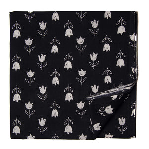 Black and White Screen Printed Pure Cotton Fabric with floral design