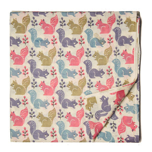 Multicolour Screen Printed Pure Cotton Fabric with squirrel design