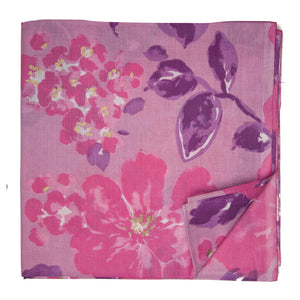Pink and Purple Screen printed pure cotton fabrics with floral print