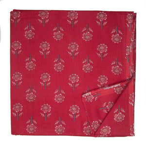 Red Screen printed pure cotton fabrics with floral print