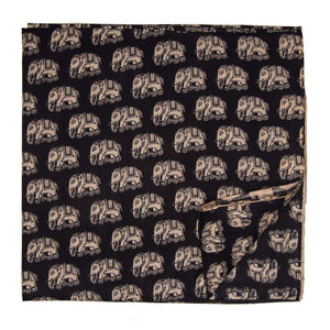 Off White and Black Screen printed pure cotton fabrics with elephant animal print