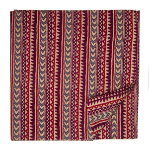 Red and Off White Screen printed Pure Cotton Fabric with abstract and lines print