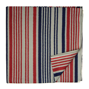 Blue and Red Screen printed Pure Cotton Fabric with abstract and lines print