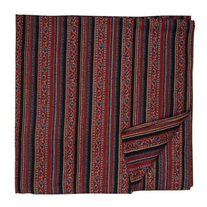 Blue and Maroon Screen printed Pure Cotton Fabric with abstract and lines print
