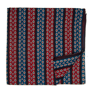 Blue and Maroon Screen printed Pure Cotton Fabric with abstract and lines print