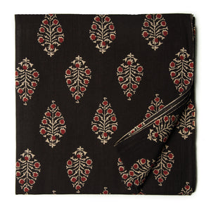 Black and Maroon Screen printed Pure Cotton Fabric  with floral print