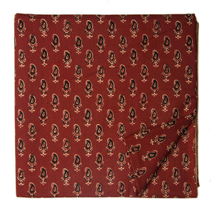 Black and Maroon Screen printed Pure Cotton Fabric  with paisley motifs