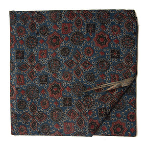 Blue and Maroon Screen printed Pure Cotton Fabric  with floral design