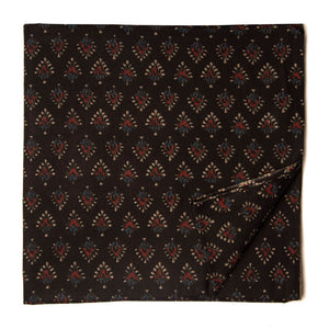 Black and Maroon Screen printed Pure Cotton Fabric  with floral motifs